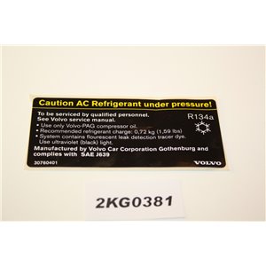 30760401 Volvo label AC